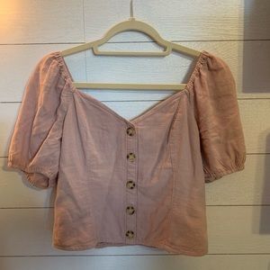 Abercrombie & Fitch Puff Sleeve Button Down Top